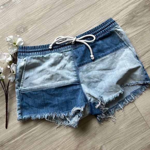 Aerie Patchwork Acid Wash Pull On Shorts Size Small Boho Hippie - Picture 1 of 6